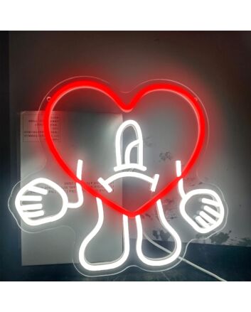 Abstract Figure with Heart Neon Light