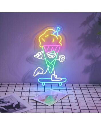 Skateboarding Ice Cream Neon Sign