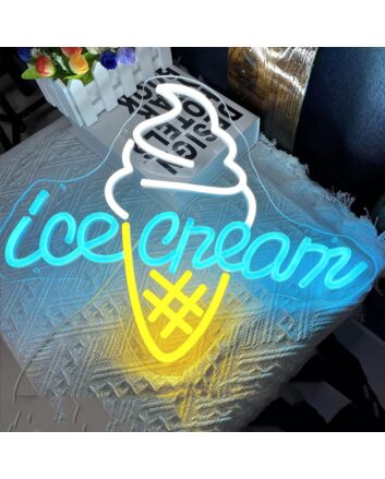 Customize Delightful Ice Cream Cone Neon Sign
