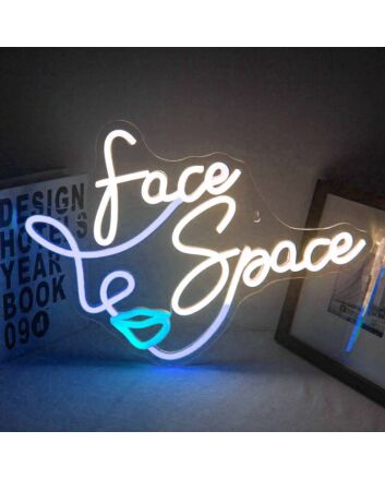 Face Space Line Art Neon Sign