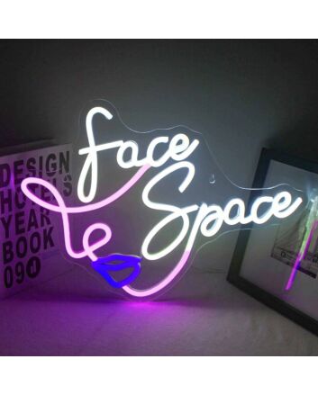 Face Space Line Art Neon Sign