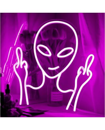 Alien Taunting Gesture Neon Sign