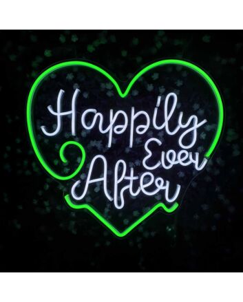 Happily Ever After Heart Wedding Decor Neon Sign