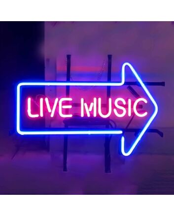 LIVE MUSIC Energetic Iron Frame Neon Sign