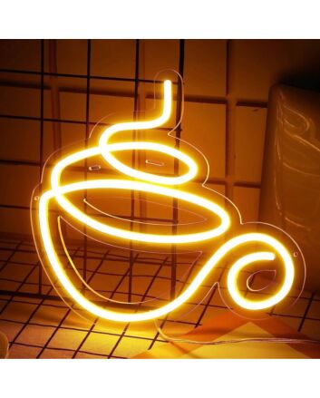 Steaming Hot Coffee Cup Neon Sign