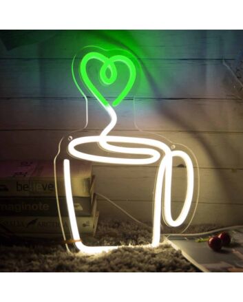 Heart Aroma Coffee Cup Neon Sign