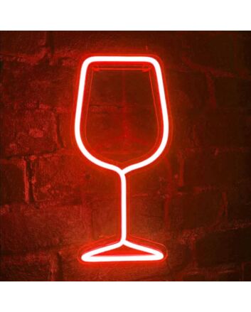 Minimalist Wine Glass Bar Neon Sign