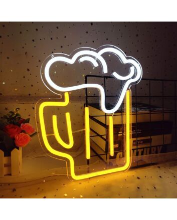 Celebratory Bubble Beer Bar Neon Sign