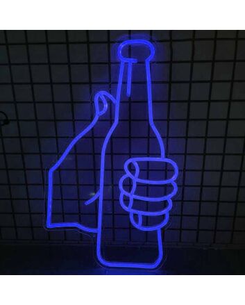 Celebratory Toast with Bottles Bar Neon Sign