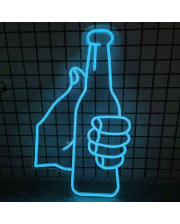 Celebratory Toast with Bottles Bar Neon Sign