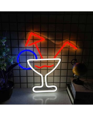 Elegant Cocktail Glass Bar Neon Sign
