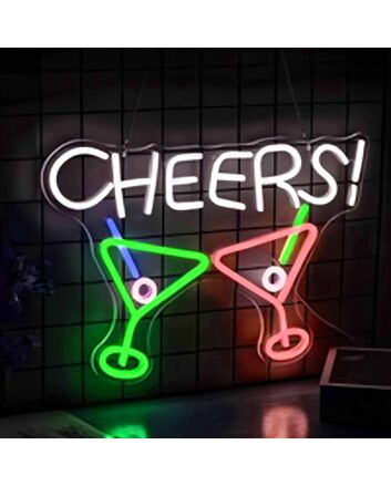 Colorful Cheers Bar Drink Neon Sign