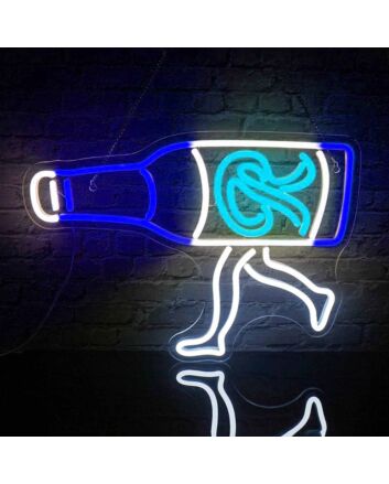 Running Beer Bottle Neon Sign