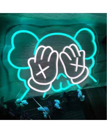 Bear Covering Eyes Neon Sign