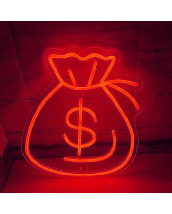 Vibrant Money Bag Neon Sign