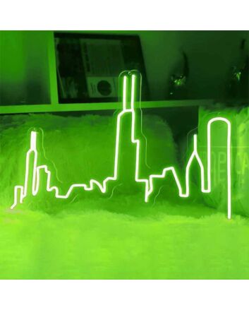 City Skyline Abstract Lines Artistic Neon Sign