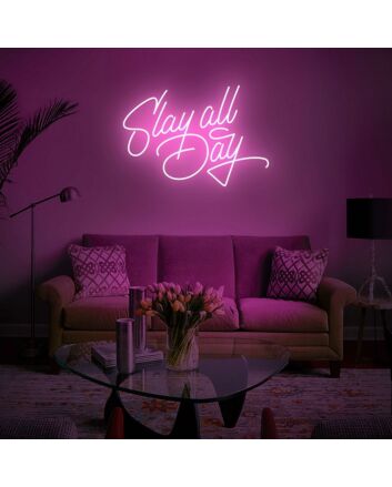 Slay All Day Neon Sign Motivational LED Wall Art for Gyms and Studios