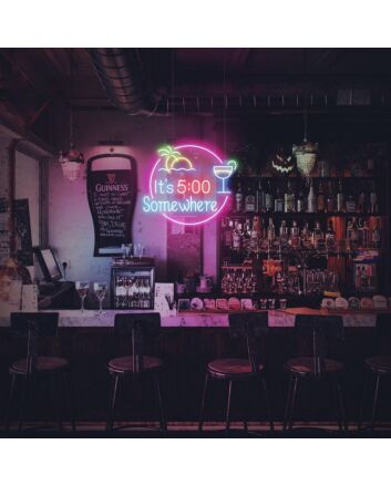 Its 5 Oclock Somewhere Beer Bar Neon Sign for Bars and Pubs