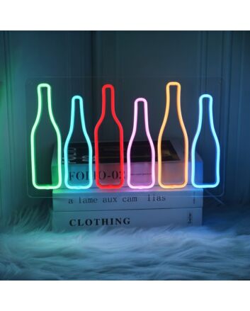 Wine Bottles Neon Sign for Bars and Wine Cellars
