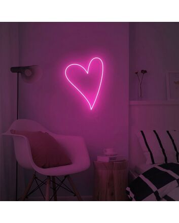 Pink Love Heart Neon Sign for Romantic and Loving Spaces