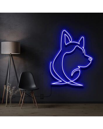 Siberian Husky Face Neon Sign for Dog Lovers and Pet Spaces