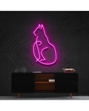 Curious Cat Neon Sign for Cat Lovers and Pet Spaces