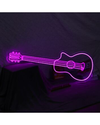 Guitar Neon Sign for Music Lovers and Studios