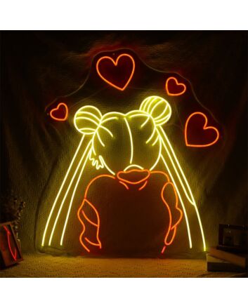 Sailor Moon Hearts Neon Sign for Anime Fans