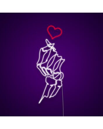 Skull Korean Finger Heart Neon Sign for Unique and Playful Decor