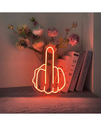 Middle Finger Neon Sign for Edgy and Bold Spaces