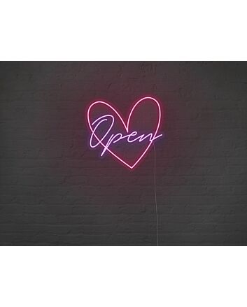 Heart Open Neon Sign for Romantic and Welcoming Spaces