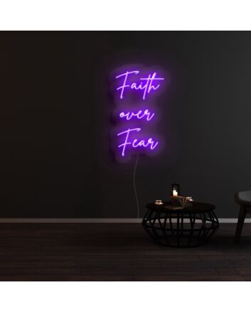 Faith Over Fear Neon Sign for Inspirational and Spiritual Spaces