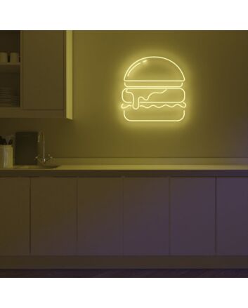 Gold Burger Neon Sign MNE11065 for Food Lovers and Dining Areas