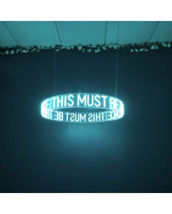 This Must Be The Place Circular Neon Sign for Modern Living Rooms