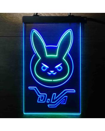 Overwatch Dva Bunny Dual LED Neon Sign for Gaming Fans