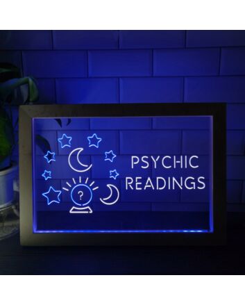 Psychic Readings Crystal Ball Frame Dual LED Neon Sign for Mystical and Whimsical Spaces