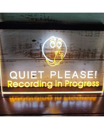 Quiet Please Recording In Progress Dual LED Neon Sign for Studios and Creative Spaces