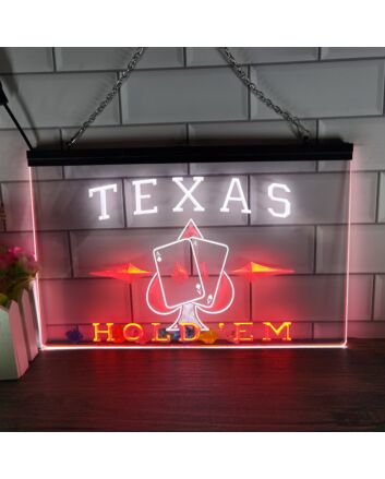 Texas Hold'em Poker Casino V1 Dual LED Neon Sign for Casino and Gaming Spaces
