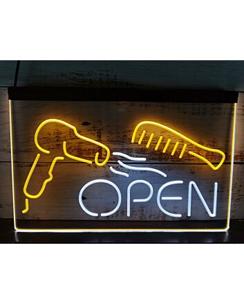 Barber Open Hair Cut Salon Dual LED Neon Sign for Barber Shops