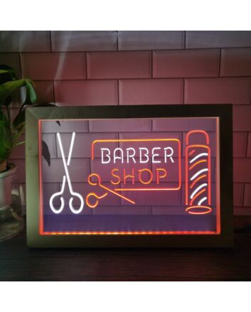 Barber Shop Pole Frame Dual LED Neon Sign for Barber Shops