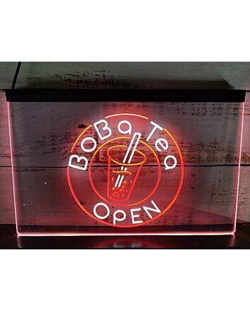 Boba Tea Bubble Tea Open Dual LED Neon Sign for Refreshing and Fun Spaces