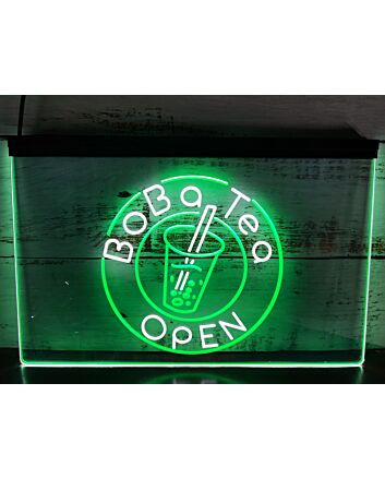 Boba Tea Bubble Tea Open Dual LED Neon Sign for Refreshing and Fun Spaces