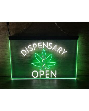 Dispensary Open Dual LED Neon Sign for Retail and Wellness Spaces