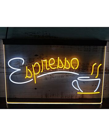 Espresso Dual LED Neon Sign for Cafes and Coffee Shops