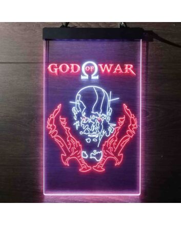 God of War Kratos Dual LED Neon Sign for Gaming Fans