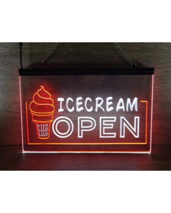 Ice Cream Open Dual LED Neon Sign for Sweet and Fun Spaces