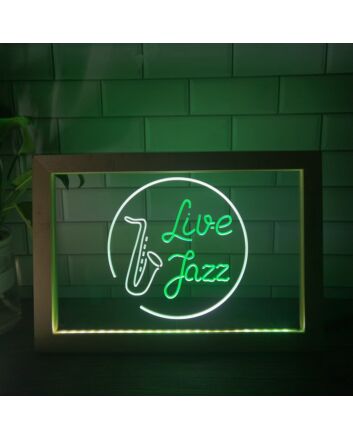 Live Jazz Music Frame Dual LED Neon Sign for Music Lovers