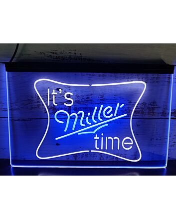 Miller It's Miller Time Dual LED Neon Sign for Beer Lovers and Bars