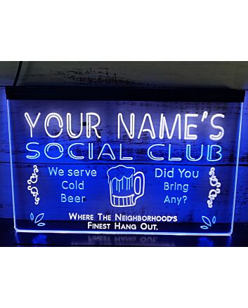 Name Personalized Custom Social Club Home Bar Beer Dual LED Neon Sign for Personalized Decor