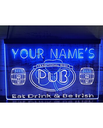 Personalized Your Name Est Year Theme Irish Pub v1 Dual LED Neon Sign for Personalized Decor